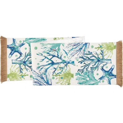 C & F Home C&f Home Sea Life Embroidered Table Runner In Blue