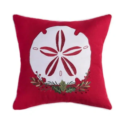 C & F Home C&f Home Sea Life Sand Dollar Christmas Throw Pillow, 18" X 18" In Red