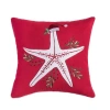 C & F Home C&f Home Sea Life Starfish Christmas Throw Pillow, 18" X 18" In Red