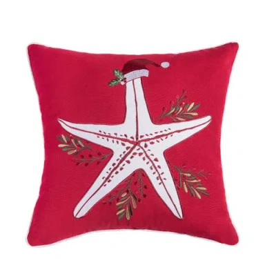 C & F Home C&f Home Sea Life Starfish Christmas Throw Pillow, 18" X 18" In Red