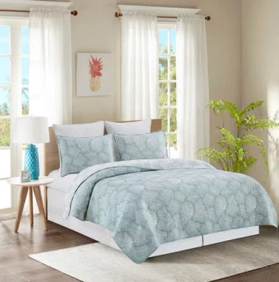 C & F Home C&f Home Seafoam Coral Jaquard Coverlet Set In Blue