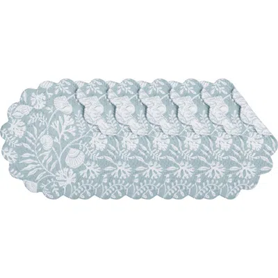 C & F Home C&f Home Seafoam Reef Scalloped Round Placemats Set Of 6 Nautical Design Coral, 17" In Blue