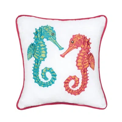 C & F Home Seahorse Duo Petite Size Accent Throw Pillow In Blue;red