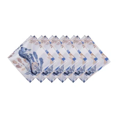 C & F Home C&f Home Seahorse Sands Reversible Graphic Print Machine Washable Napkins Set Of 6 In Blue
