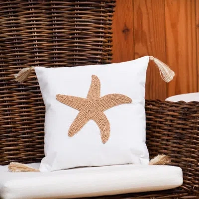 C & F Home Seastar Handmade Wood Beaded Throw Pillow In Gold