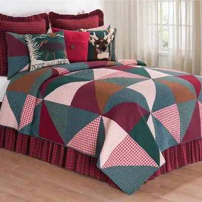 C & F Home Shady Cotton Reversible Quilt Set In Green,red,brown