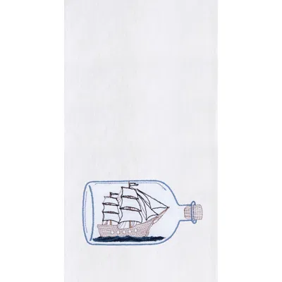 C & F Home C&f Home Ship In A Bottle Kitchen And Bathroom Embroidered Hand Towel In White