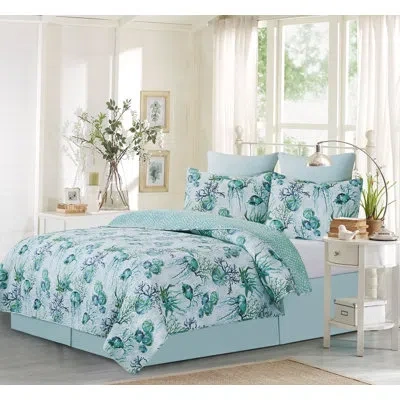 C & F Home Shorecrest Cotton Reversible Quilt Set In Blue