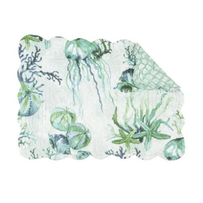 C & F Home C&f Home Shorecrest Placemat, Set Of 6, 13" X 19" In Green