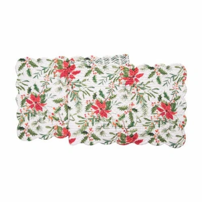 C & F Home C&f Home Silvia Poinsettia Table Runner 14" X 51" In Red