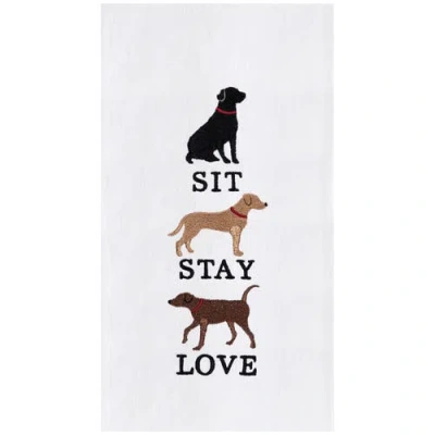 C & F Home C&f Home Sit Stay Love Dog Kitchen And Bathroom Embroidered Hand Towel In Multi