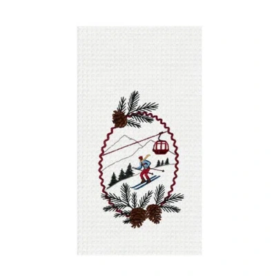 C & F Home C&f Home Ski Slope And Gondola Winter Sports With Pine Cones Towel In Multi