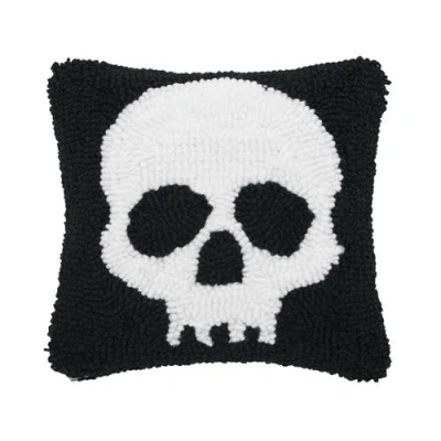 C & F Home C&f Home Skull Skeleton Hooked Small 8" Accent Pillow Halloween Décor In Black