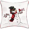 C & F Home C&f Home Snowman Cardinal Embroidered Christmas Throw Pillow, 18" X 18" In White