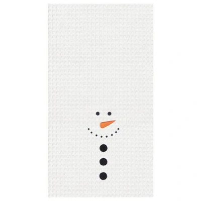 C & F Home C&f Home Snowman Face Waffle Weave Cotton Kitchen Towel In White