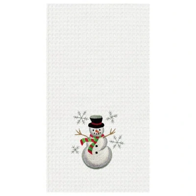 C & F Home C&f Home Snowman Waffle Weave Cotton Kitchen Towel In White