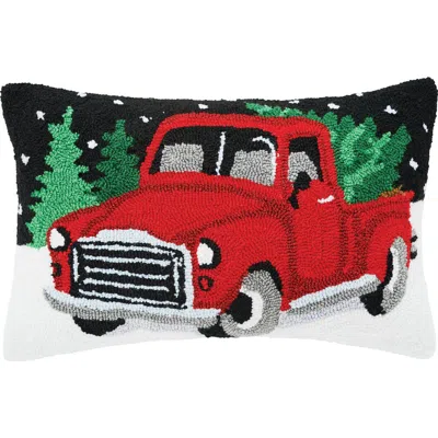 C & F Home C&f Home Snowy Truck Hooked Christmas Throw Pillow, 14" X 22" In Black