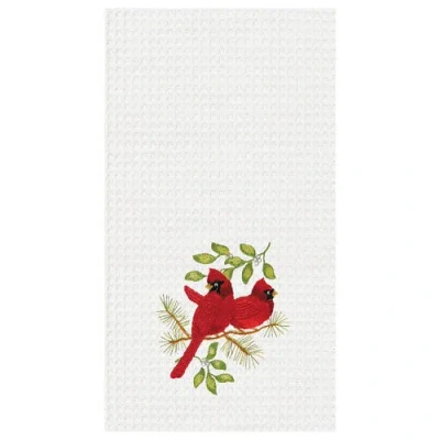 C & F Home C&f Home Song Bird Cardinals Waffle Weave Cotton Kitchen Towel In White