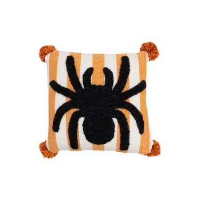 C & F Home C&f Home Spider Halloween Mini Hooked Accent Pillow In Orange