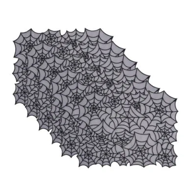 C & F Home C&f Home Spider Web Set Of 6 Rectangle Halloween Translucent Placemats 14" X 20" In Black