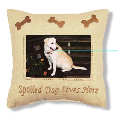 C & F Home C&f Home Spoiled Dog Embroidered Picture Small/petite Accent Pillow, 10" X 10" In Yellow