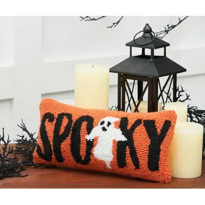 C & F Home Spooky Ghost Halloween Small Hooked Throw Pillow In Black;white;orange