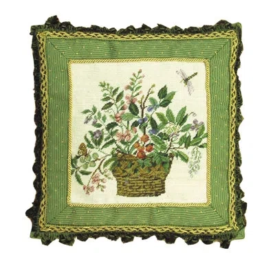 C & F Home Spring Basket Dragon Needlepoint Pillow In Brown;green