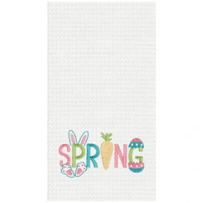 C & F Home C&f Home "spring" Easter Egg Bunny Rabbit Embroidered Cotton Waffle Weave Kitchen Dishtowel In Multi