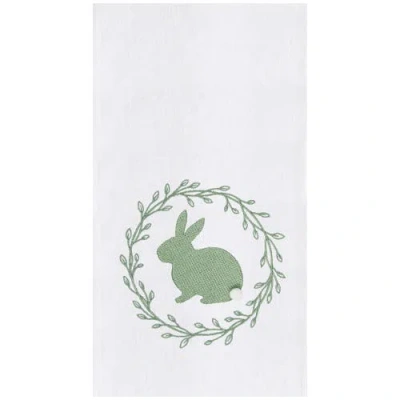 C & F Home C&f Home Spring Greens Bunny Rabbit W/ Spring Wreath Design Flour Sack Cotton Kitchen Dishtowel