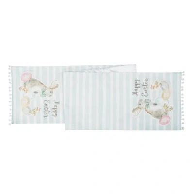 C & F Home C&f Home Spring "happy Easter" Blue Stripe Table Runner 13" X 72"