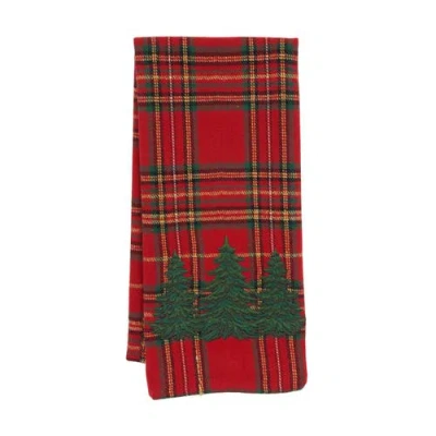 C & F Home C&f Home Spruce Pine Trio Embroidered Christmas Plaid Towel In Red