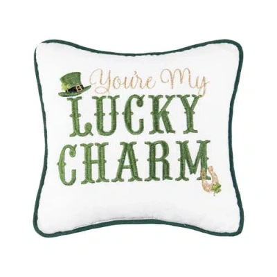 C & F Home C&f Home St. Patrick's Day "you're My Lucky Charm" Embroidered Mini Accent Pillow, 10" X 10" In Green