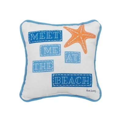 C & F Home C&f Home Starfish At The Beach Printed And Applique Mini Accent Pillow In Blue