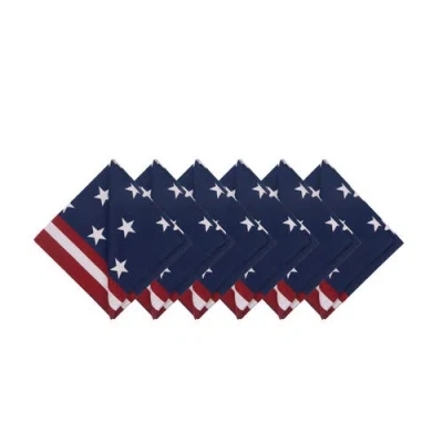 C & F Home C&f Home Stars & Stripes Patriotic 4th Of July Graphic Print Napkins Set Of 6 In Blue