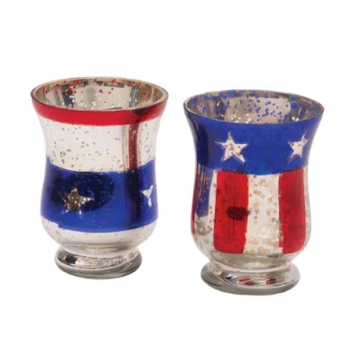 C & F Home C&f Home Stars & Stripes Set Of 2 Glass Votive Candle Holders 4.7" In Multi