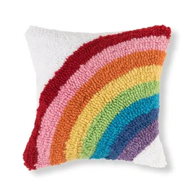 C & F Home Subka Rainbow Arch Hooked Pillow - Pride In Blue;white;red
