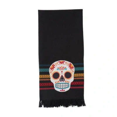 C & F Home C&f Home Sugar Skull Stripe Towel In Black