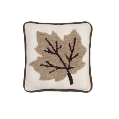 C & F Home C&f Home Tan Leaf Hooked Throw Pillow 12" X 12" In Beige