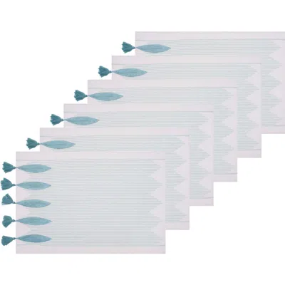 C & F Home C&f Home Tassel And Stripes Fish Placemats Machine Washable Set Of 6 In Blue