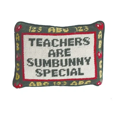 C & F Home Teachers Are Special Sumbunny Special Needlepoint Easter Throw Pillow In Multi