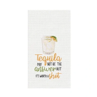 C & F Home C&f Home "tequila May Not Be The Answer" Waffle Weave Dishtowel In White