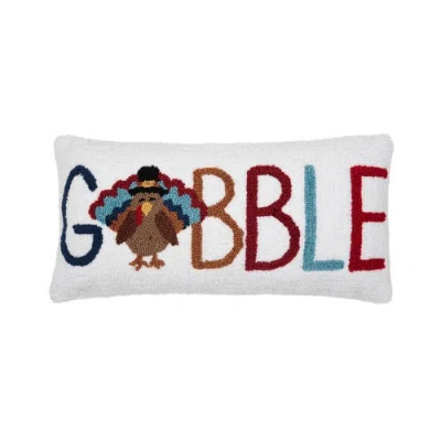 C & F Home C&f Home Thanksgiving "gobble" Turkey Accent Hooked Throw Pillow, 12" X 24" In Multi