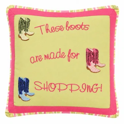 C & F Home C&f Home "these Boots Are Made For Shopping" Mini Accent Pillow 10" X 10" In Green