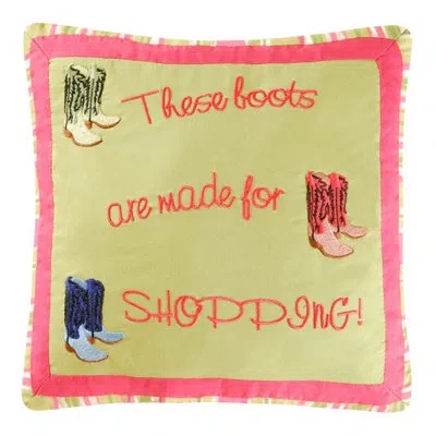 C & F Home These Boots.. Embroidered Throw Pillow In Green