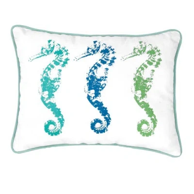 C & F Home C&f Home Three Seahorses Trio Cotton Blend Lumbar Accent Pillow 12" X 16 In Multi