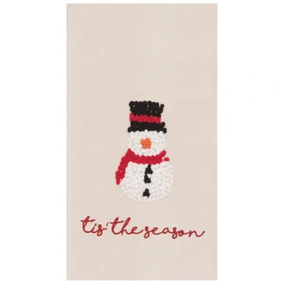 C & F Home C&f Home Tis The Season Snowman French Knot Cotton Embroidered Flour Sack Kitchen Towel In Pink