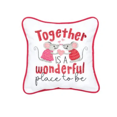 C & F Home C&f Home "together Is A Wonderful Place To Be" Valentine's Day Mouse Cotton Blend Mini Accent Pillow In Multi