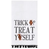 C & F Home C&f Home Treat Yo'self Halloween Embroidered Cotton Flour Sack Kitchen Towel With Pom Poms Decor Dec In Multi