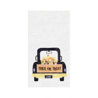 C & F Home C&f Home Trick Or Treat Candy Corn Truck Halloween Embroidered Cotton Waffle Weave Kitchen Towel In White