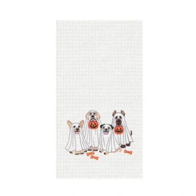 C & F Home C&f Home Trick Or Treat Halloween Costume Ghost Dogs 100% Cotton Waffle Weave Dishtowel In Multi